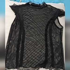 Lip Service. Small, sheer, sexy black mesh top. Goth, punk, grunge. Metal.